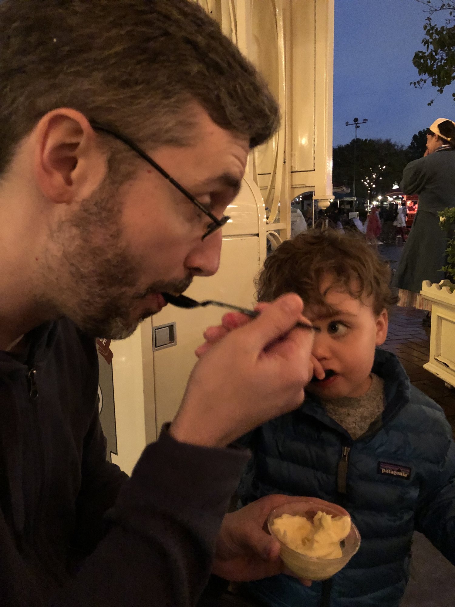 Sharing their first Dole Whip. It's gluten free so Craig had a few :)