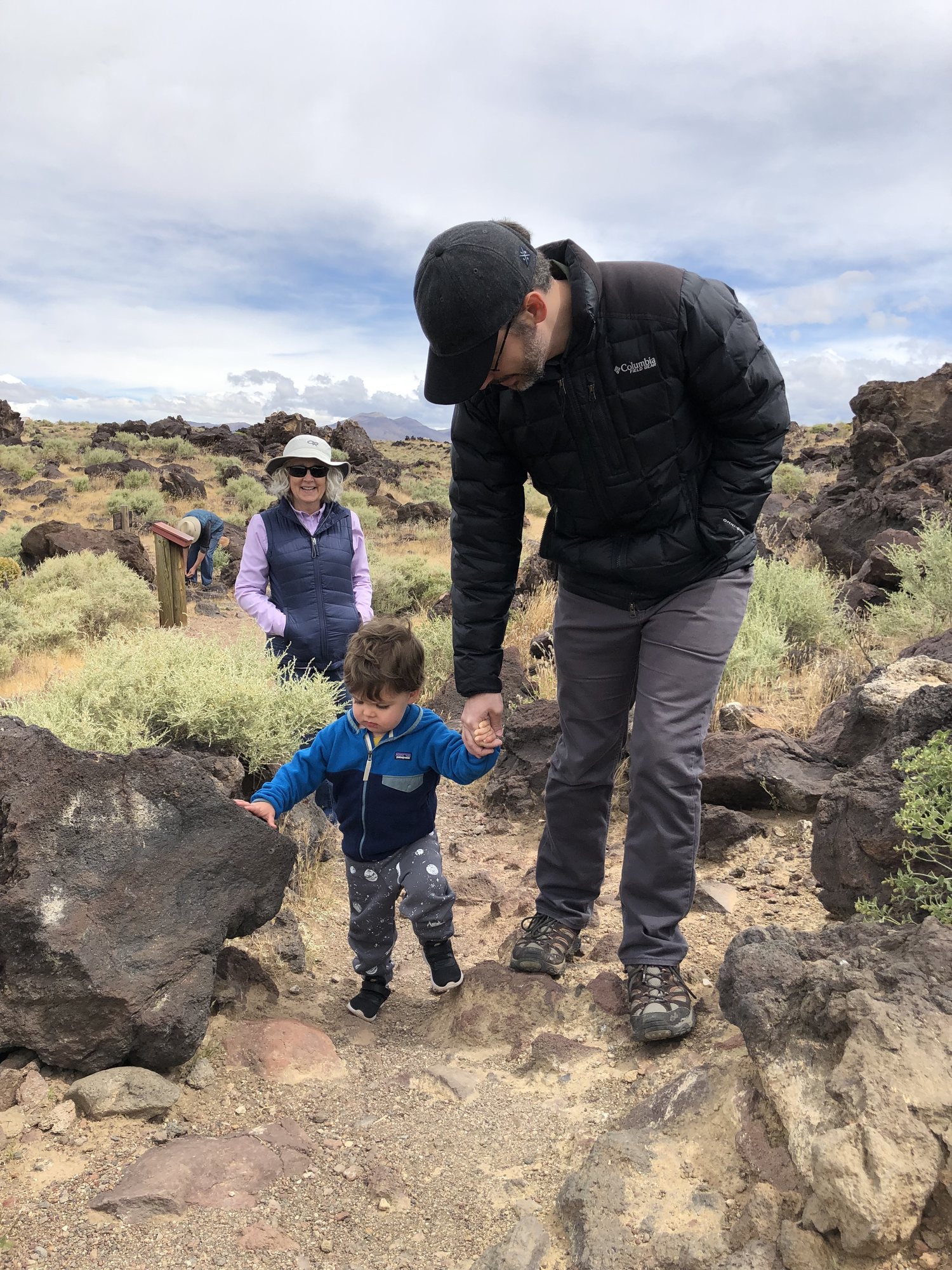 Hiking at Fossil Falls, CA with Grandma TT and Grandpa Stan!