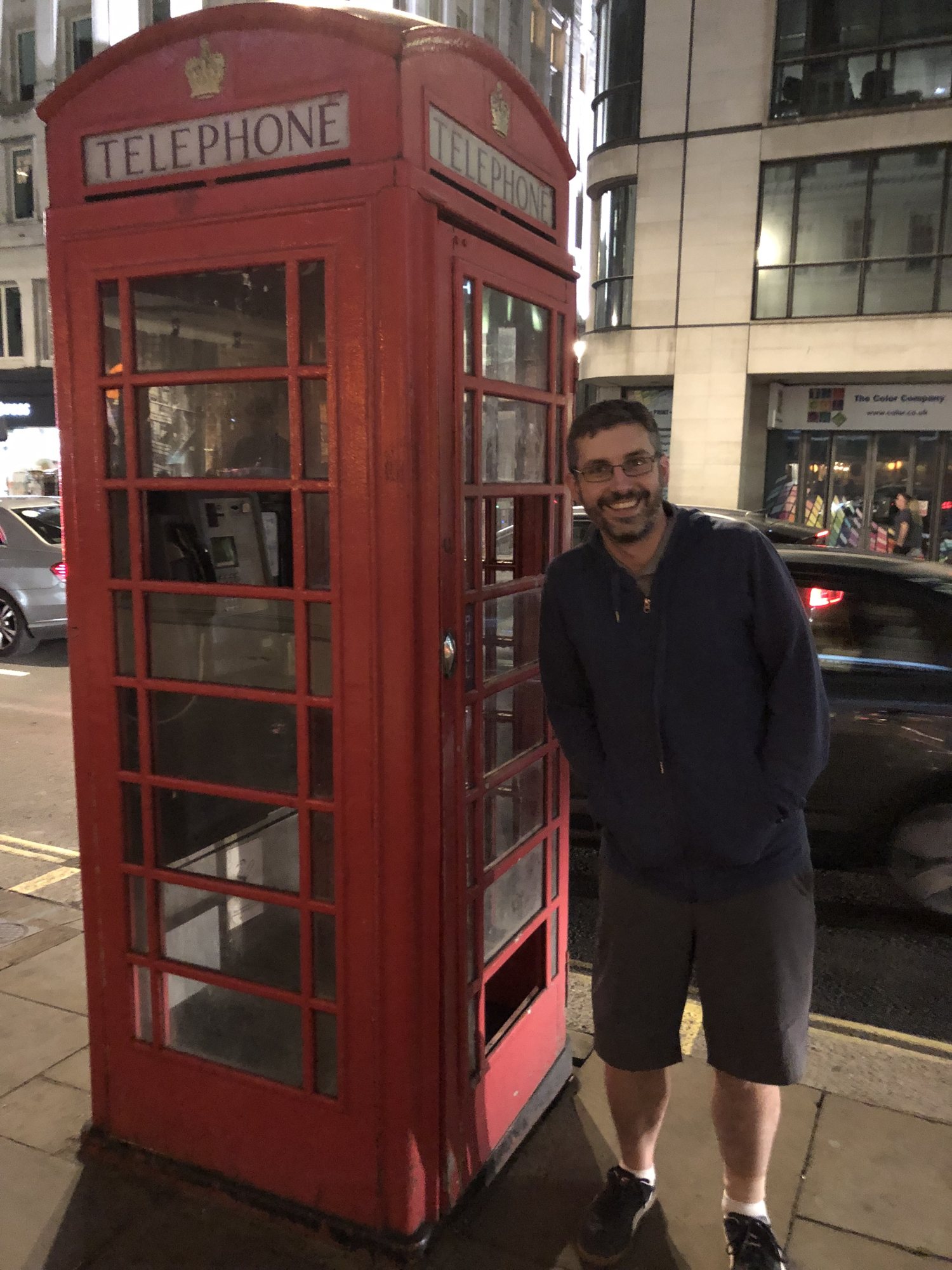 Craig finds a telephone booth.