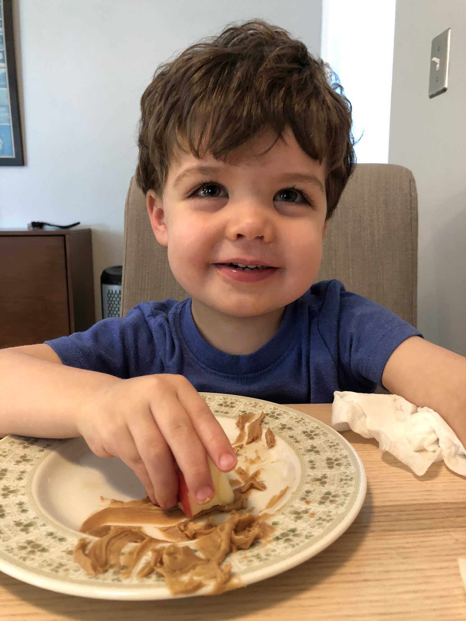 He was VERY skeptical of the whole peanut butter and apple combo (his exacts words were "EW, YUCK", when I suggested it). Clearly he ended up really liking it.