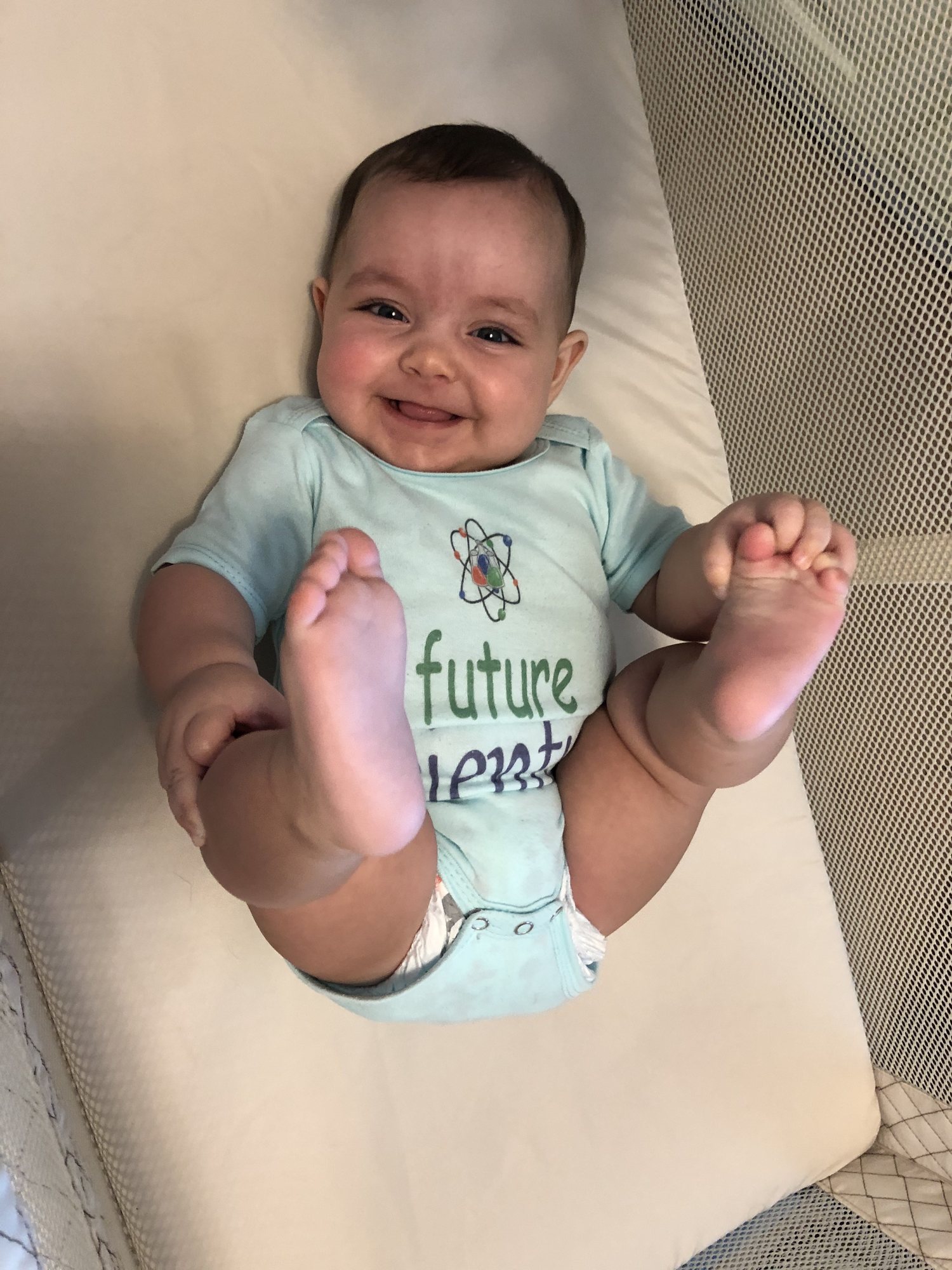 She's discovered how fun it is to put her toes in her mouth :)
