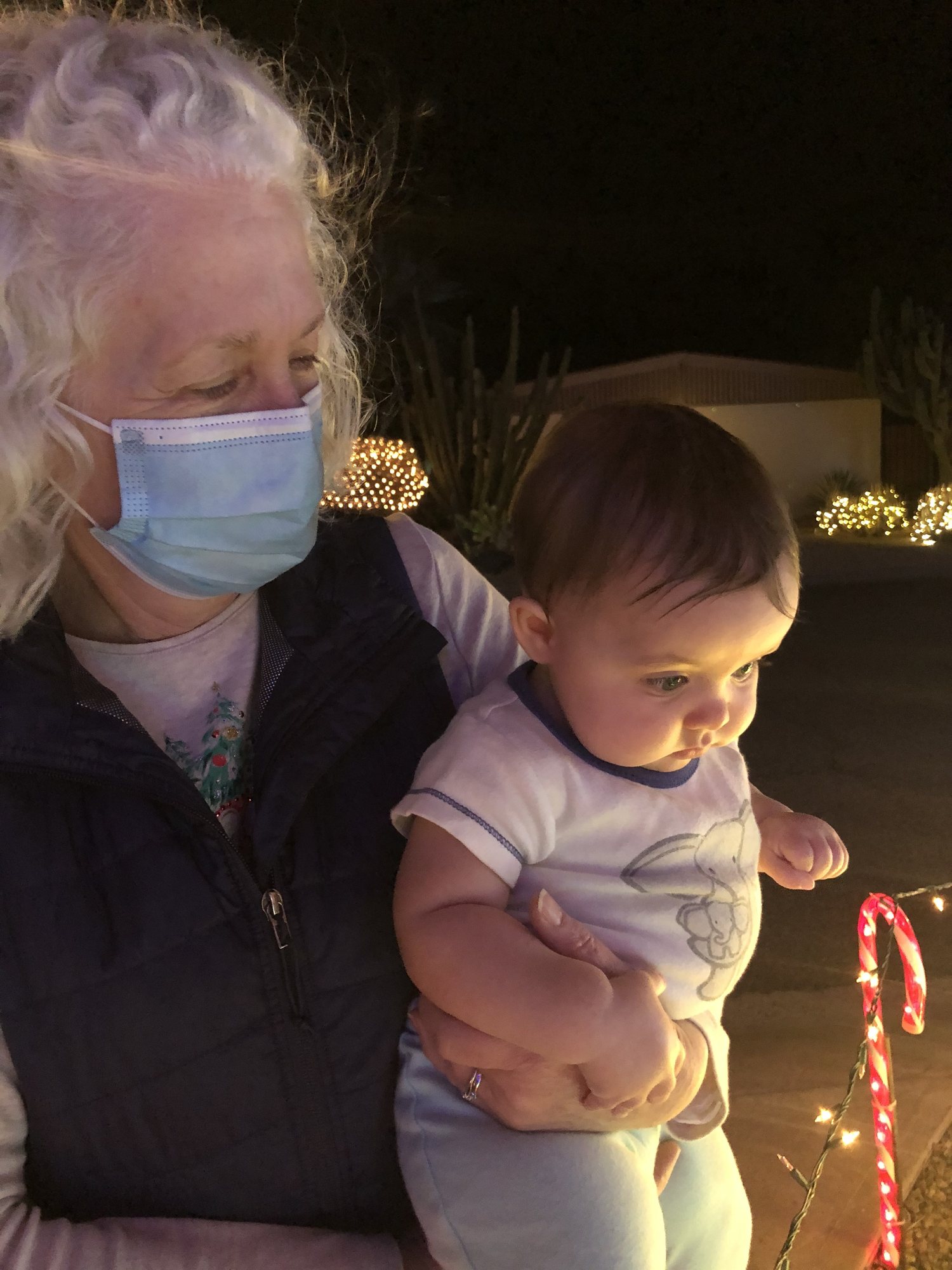 Nora mesmerized by the lights.