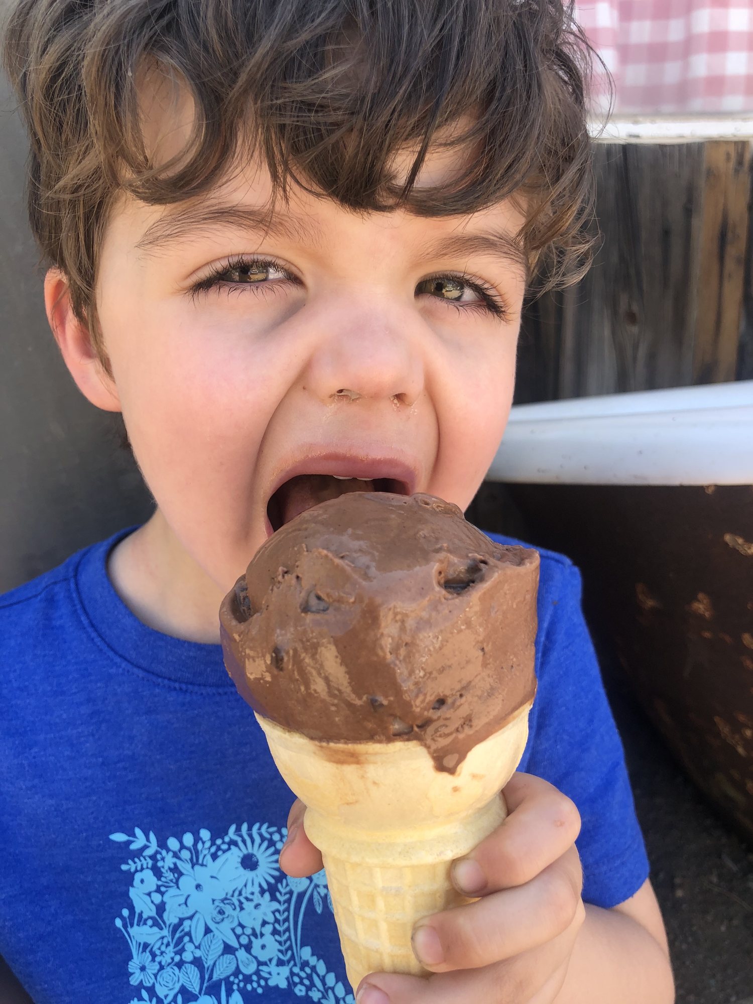 Post-hike ice cream is a must :). Crusty nose is courtesy of wearing a mask all day. LOL.