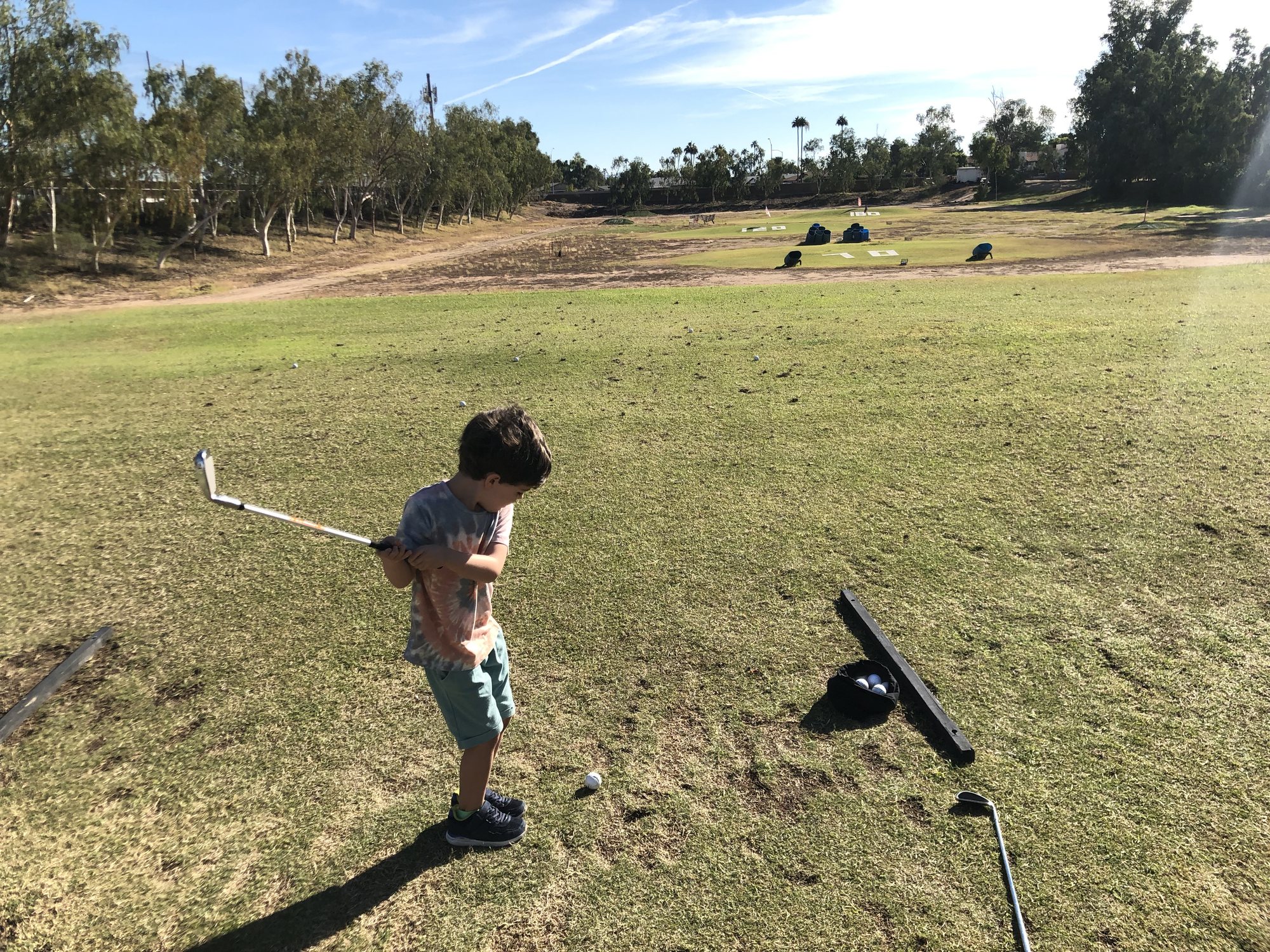 At the driving range with dad.