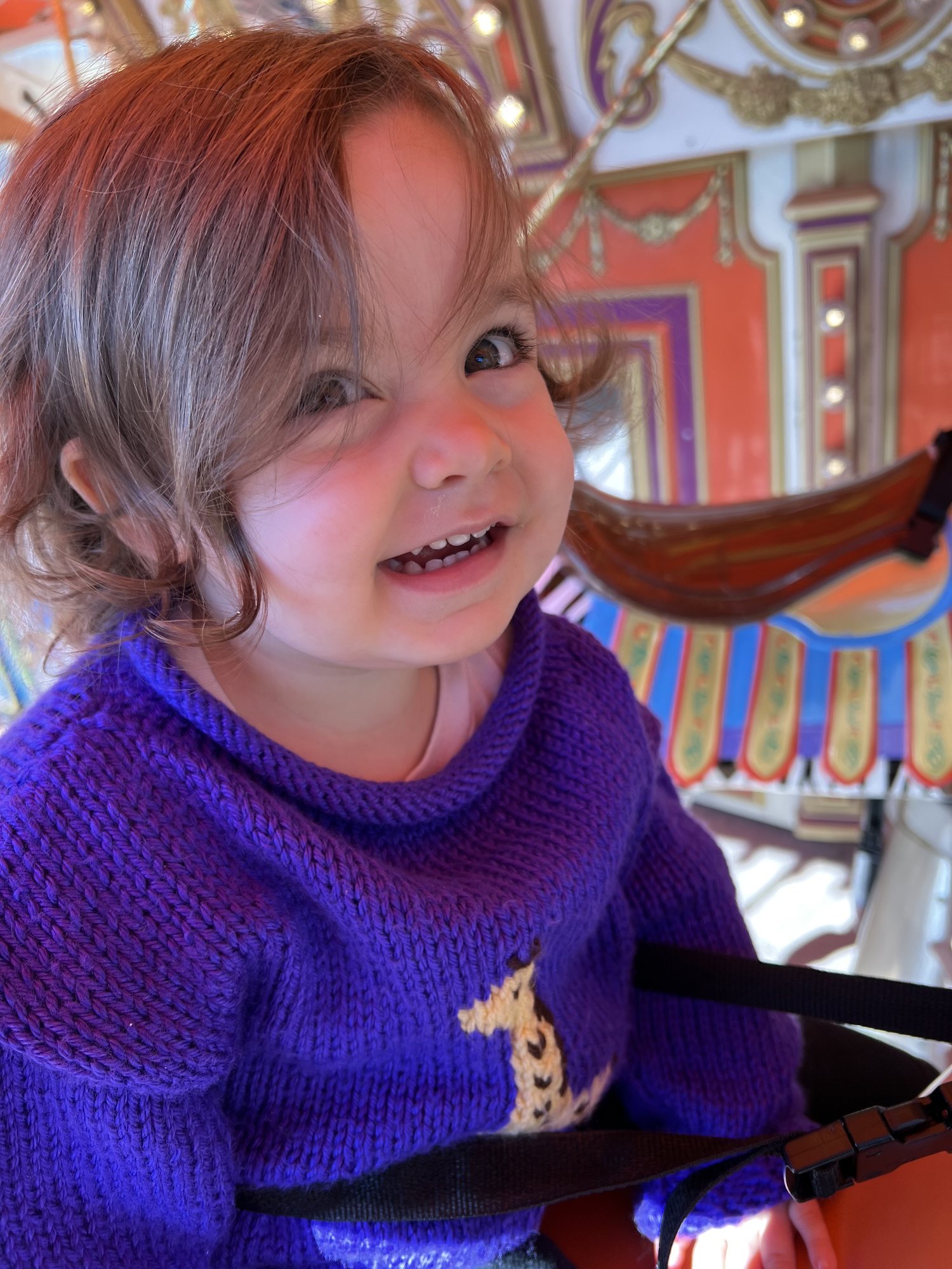 Carousel at the Phoenix Zoo. This was Nora's first ride - despite her sweet smile here, she was not a fan.