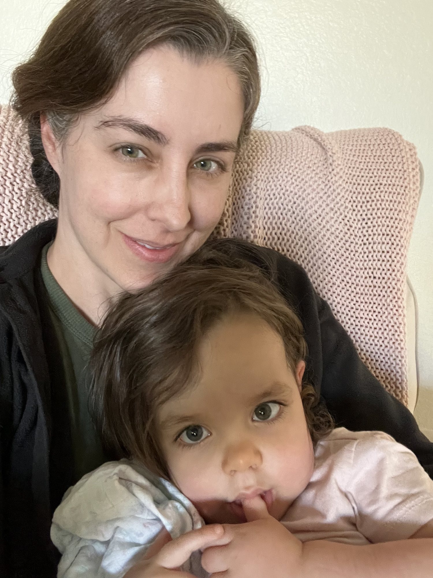 This is one snuggly girl and one tired parent.