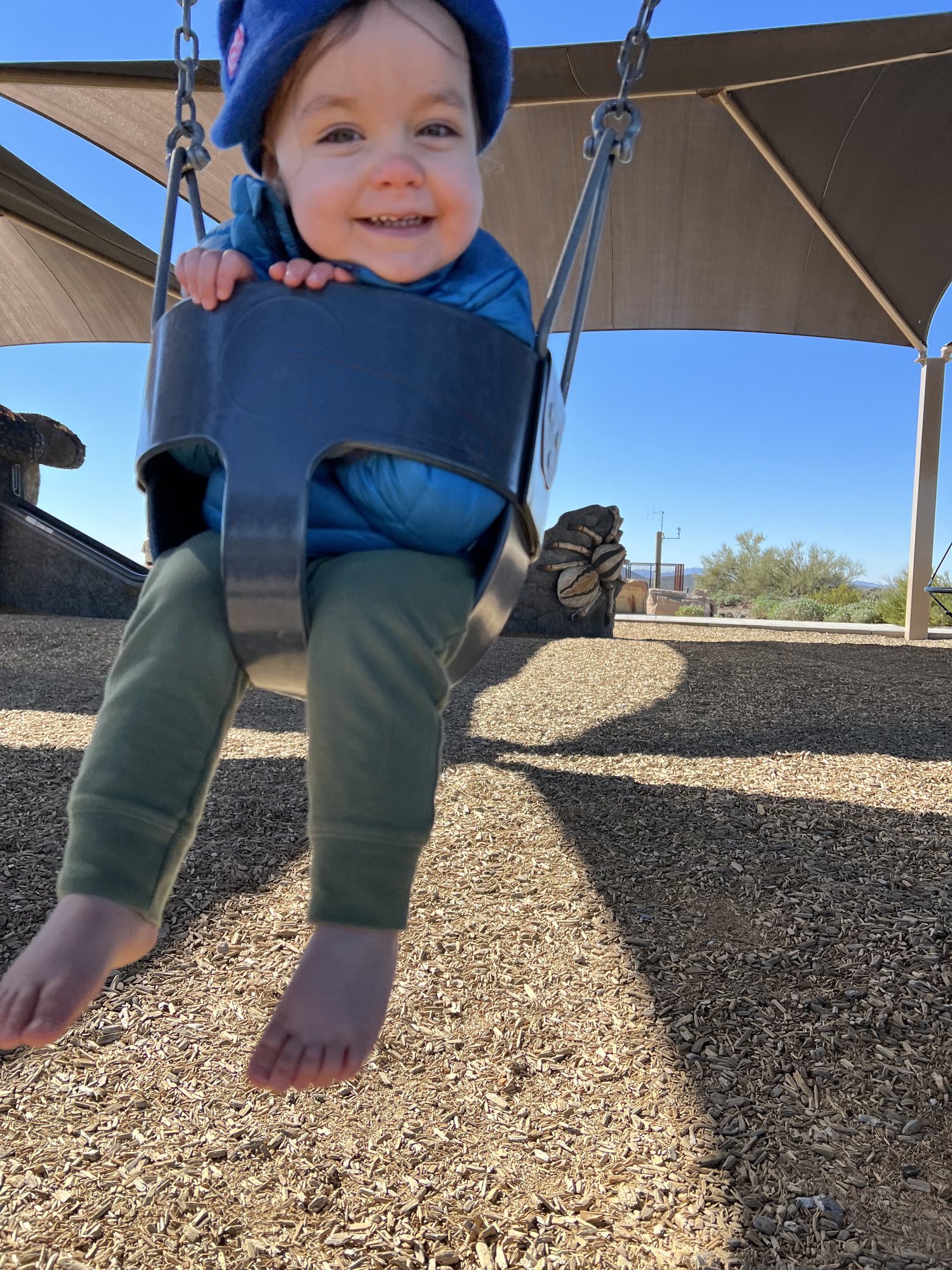 Nori even braved the cold barefoot! She seems to have a love/hate relationship with shoes.