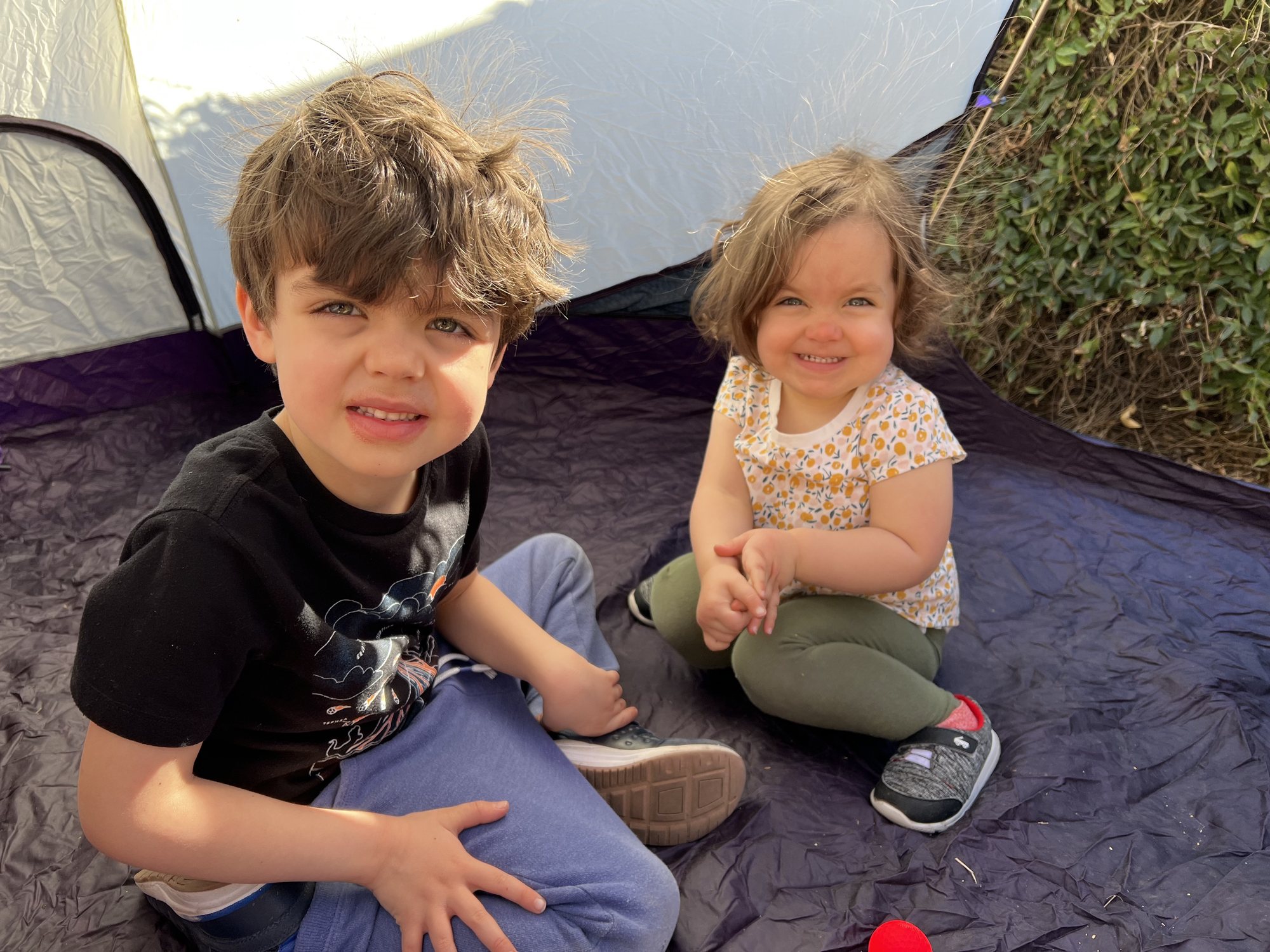 Testing out mom's tent.