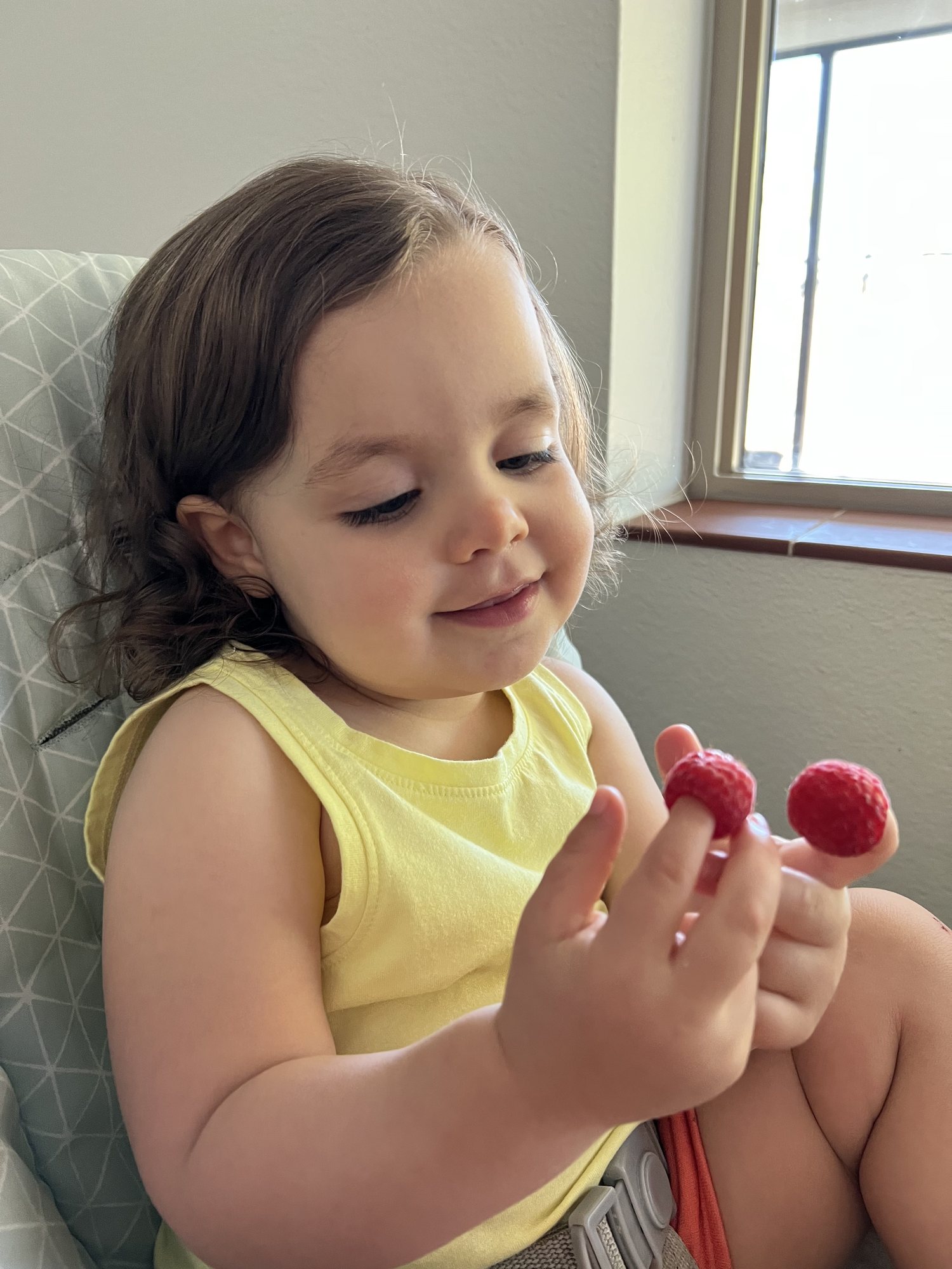 This is her preferred method for eating raspberries.