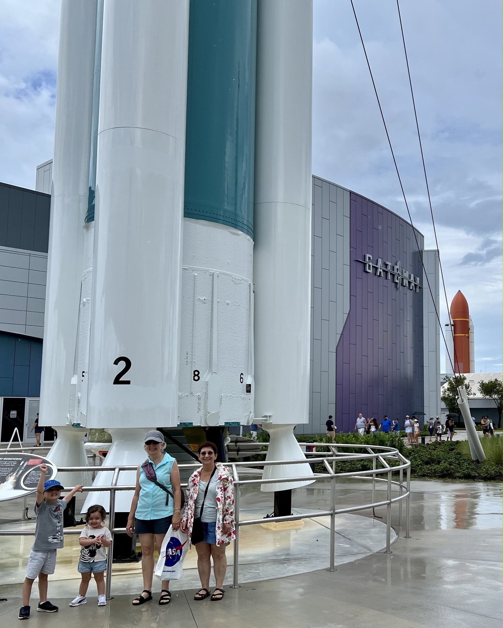 Checking out the rocket park! Nora liked the "shark rocket".
