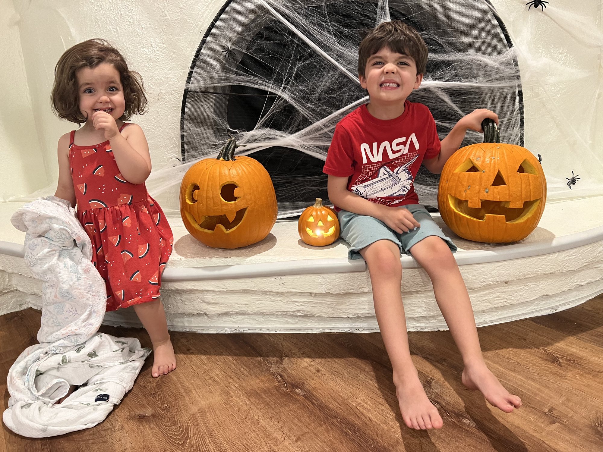 Pumpkin carving!!! They both picked out the faces they wanted. We roasted the seeds, which were super yummy.