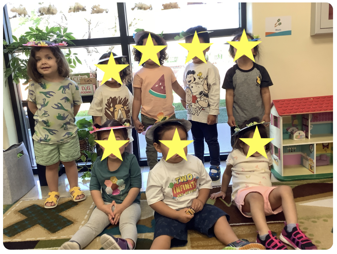 Nora's class with their spring flower hats.