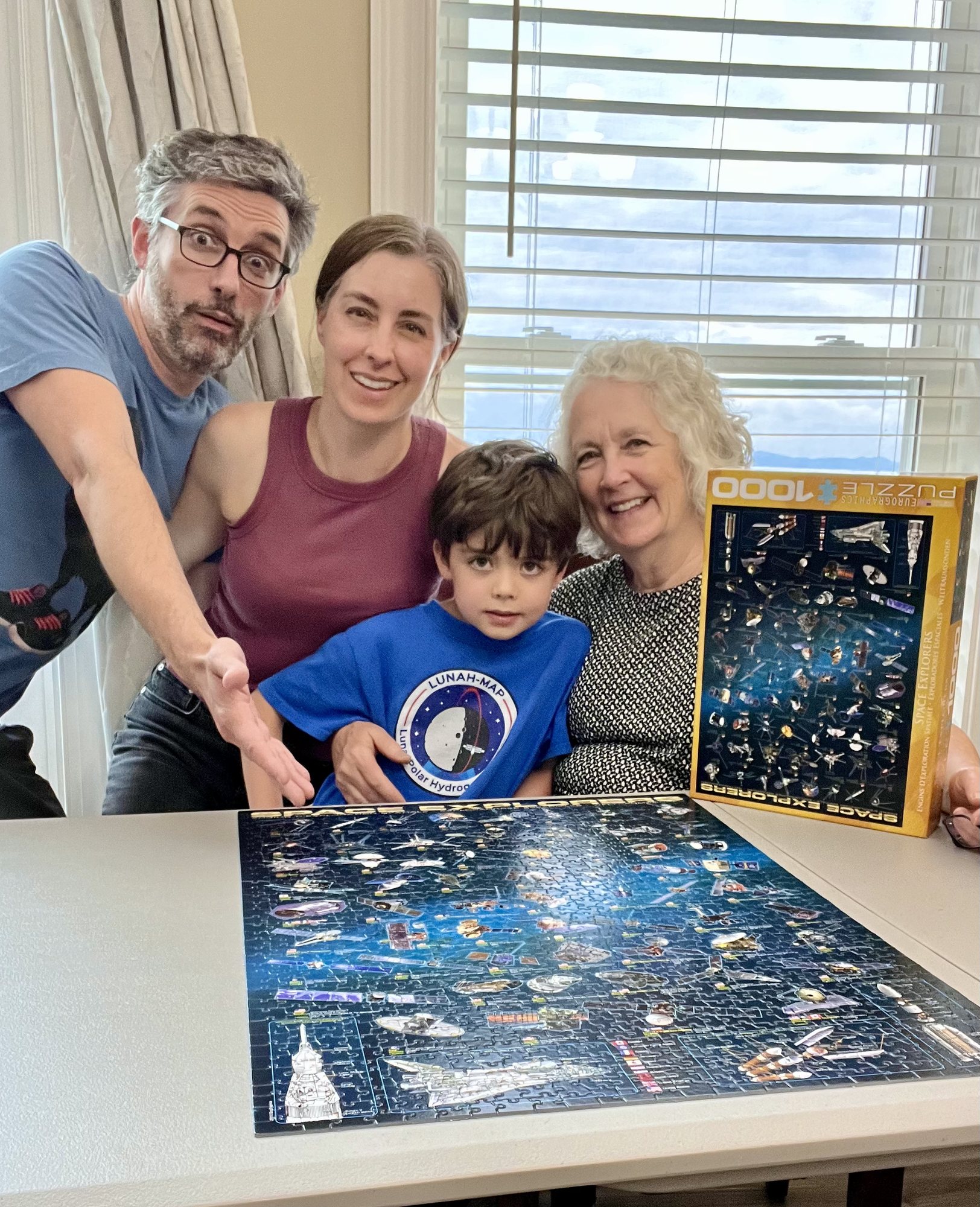 Puzzling at Grandma's house.