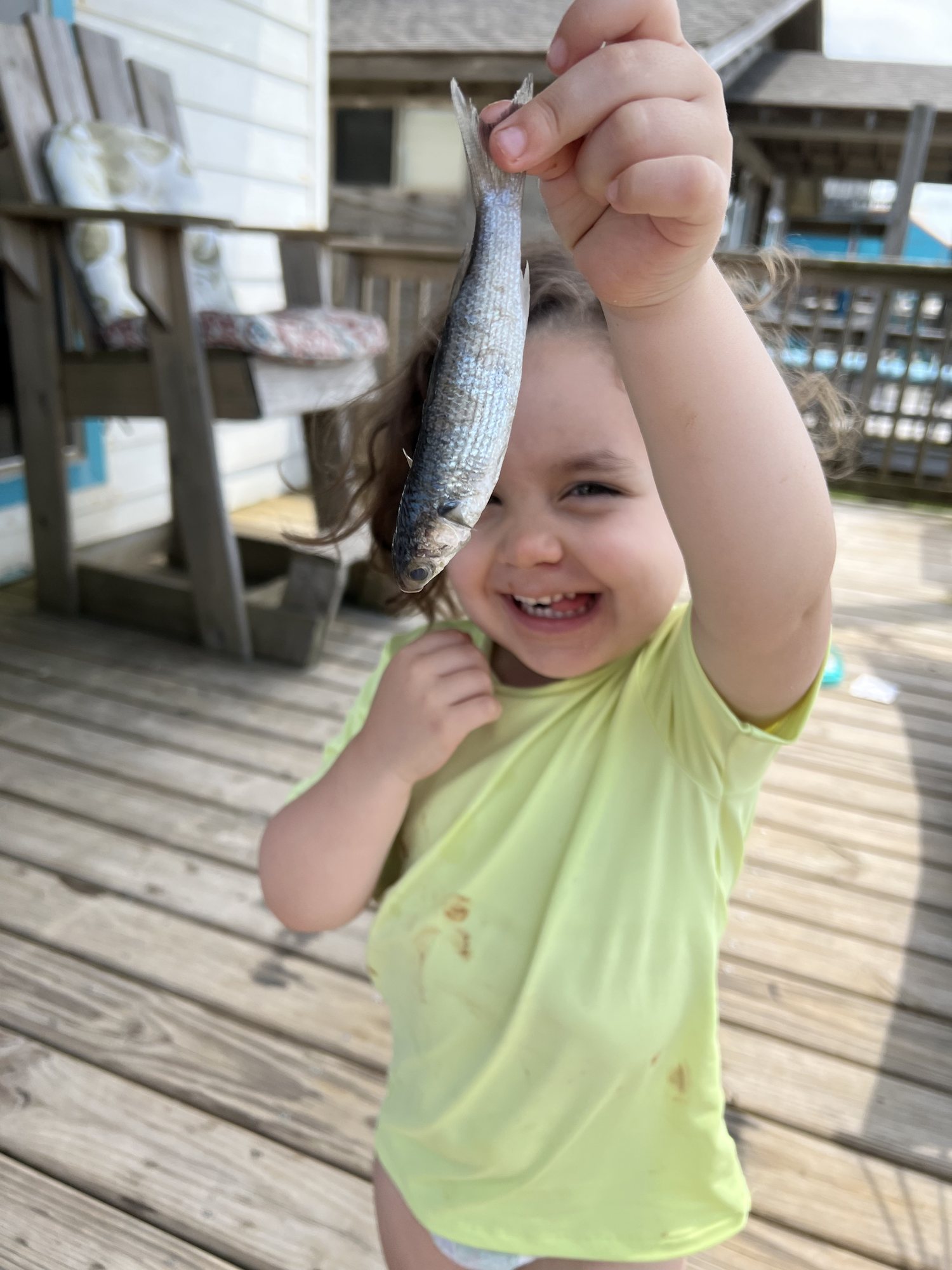 Nora and her bestie. She wanted to take this poor fish home.