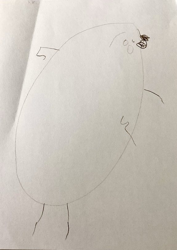 Nora's drawings of people will haunt your dreams. Lol :)