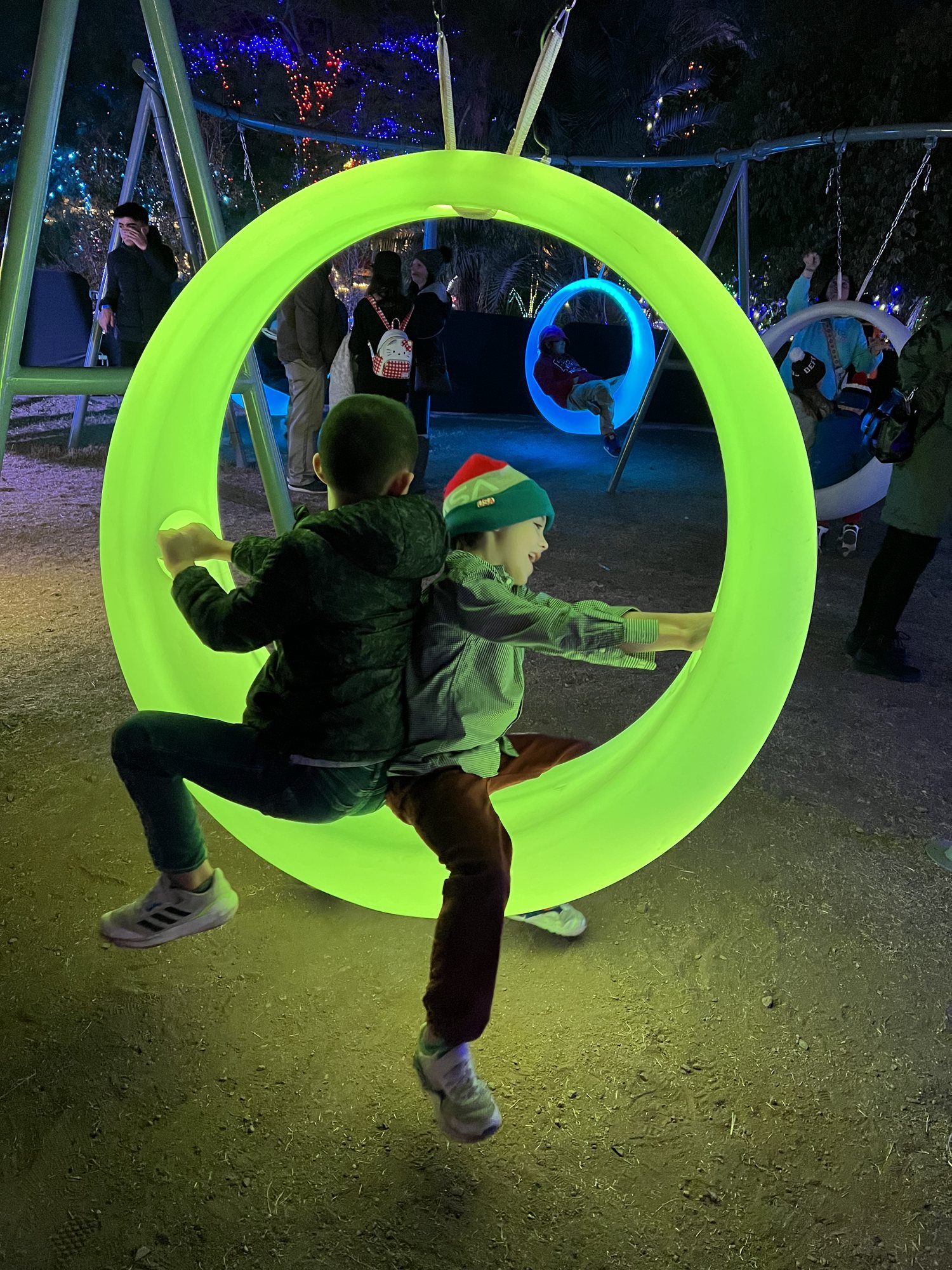 Hanging at Zoolights at the Phoenix Zoo.