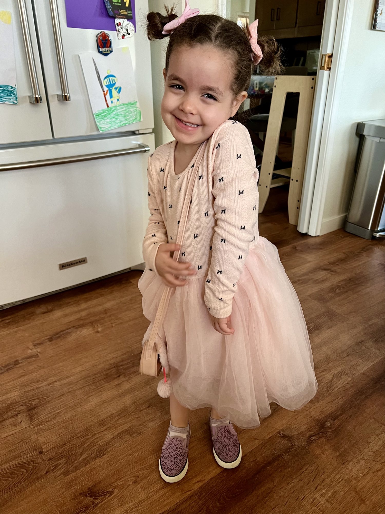 Feeling cute on the way to school.