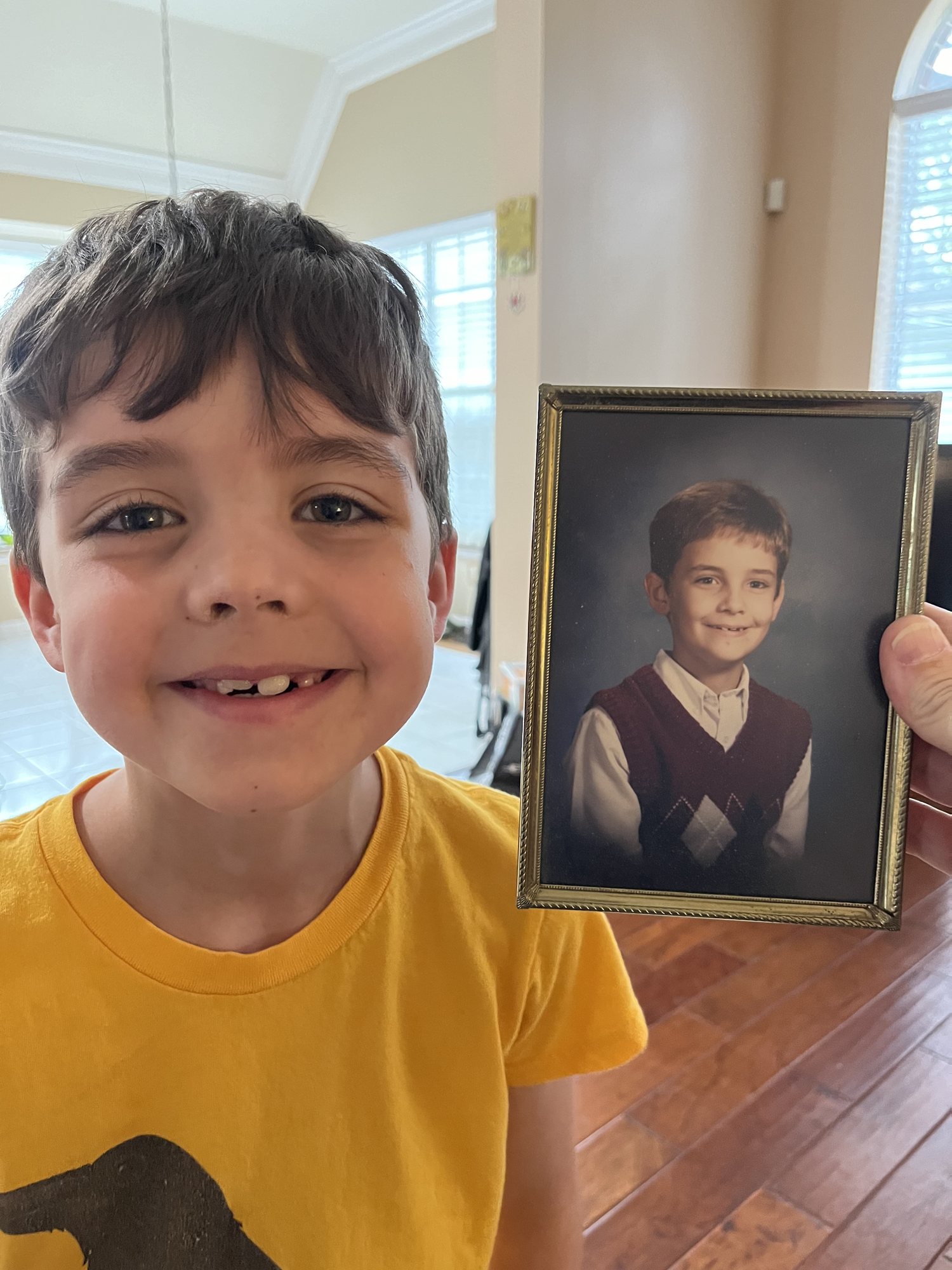 At Nonna's house. Look how much he looks like his dad!