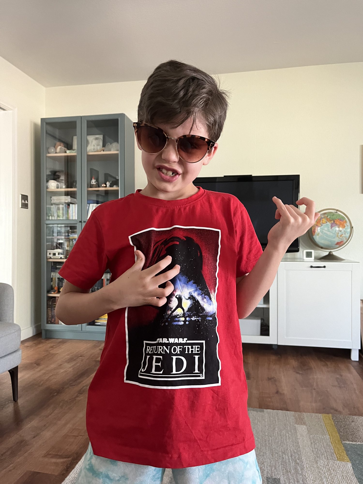 Back home with this silly kid.
