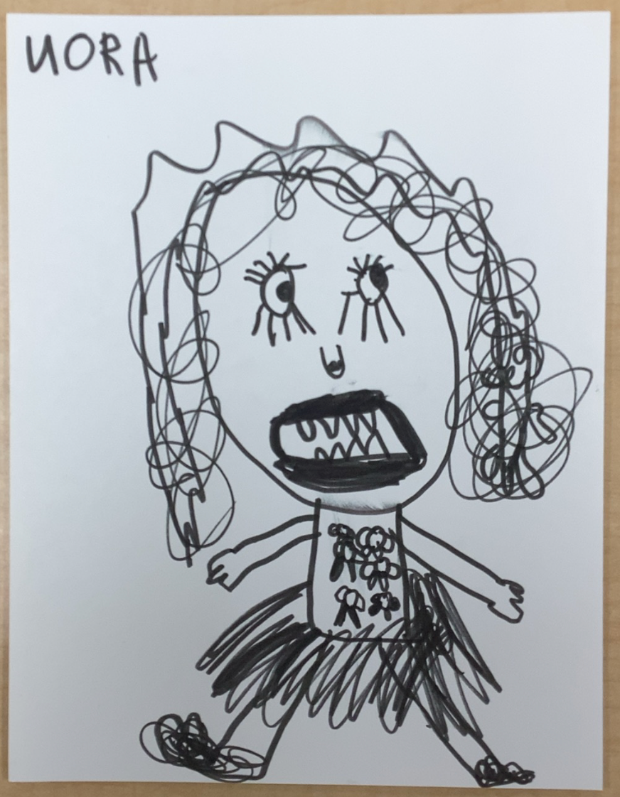 Nora's self-portrait at school (SCARY).