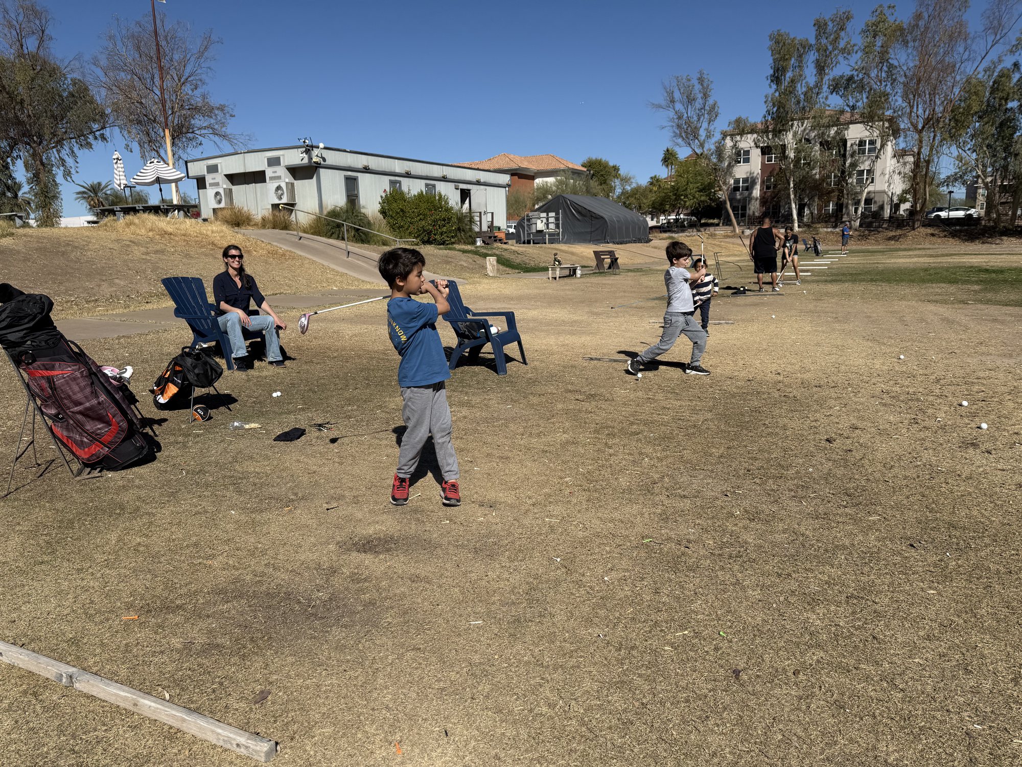 Driving range with friends.